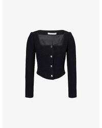 Alessandra Rich - Bouclé Cropped Wool-Blend Jacket - Lyst