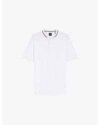 BOSS - Baseball-Collar Short-Sleeved Cotton Polo Shirt - Lyst
