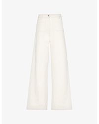 Weekend by Maxmara - Branded-patch Wide-leg High-rise Jeans - Lyst