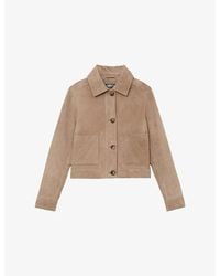 Reiss - Sonny Patch-Pocket Suede Trucker Jacket - Lyst