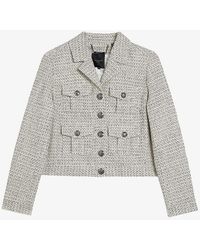 Ted Baker - Osamu Notch-lapel Cropped Cotton-blend Jacket - Lyst