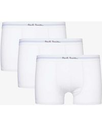 Paul Smith - Branded-waistband Pack Of Three Stretch-organic-cotton Trunks X - Lyst