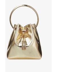 Jimmy Choo - Bon Bon Metallic-Woven Top-Handle Bag - Lyst