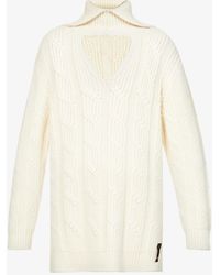 Fendi Alto Brand-plaque Wool Sweater - White