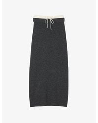 Sandro - Double-Waistband Brushed Wool-Blend Knitted Maxi Skirt - Lyst