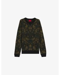HUGO - Tapestry Jacquard Relaxed Knitted Jumper - Lyst