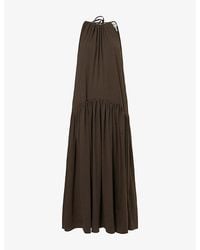ME+EM - Gathered Halter-Neck Cotton Maxi Dress - Lyst