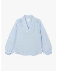 The White Company - Double Pop-over Organic-cotton Blouse - Lyst