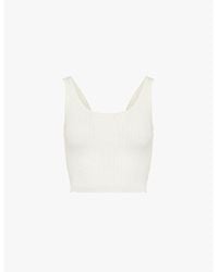 ADANOLA - Marshmallow Scoop-Neck Ribbed Cotton-Knitted Crop Top - Lyst