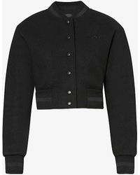 Givenchy - Logo-embroidered Cropped Wool Bomber Jacket - Lyst