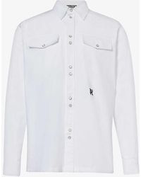 Palm Angels - Brand-embroidered Point-collar Cotton Shirt - Lyst