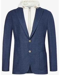Eleventy - Hooded Notched-lapel Linen And Cotton-blend Blazer - Lyst