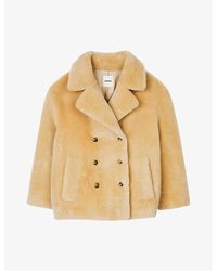 Sandro - Double-Breasted Relaxed-Fit Faux-Fur Coat - Lyst