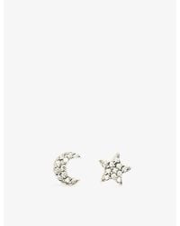 Missoma - Pave Star Moon 18Ct Vermeil And Cubic Zirconia Stud Earrings - Lyst