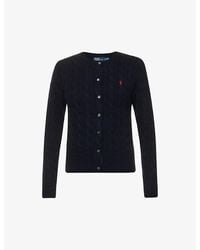 Ralph Lauren - Hunter Vy Cable-knit Brand-embroidered Cotton Cardigan X - Lyst