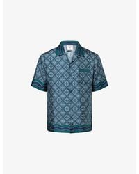 CASABLANCA - Monogram Cuban-Collar Silk Shirt - Lyst