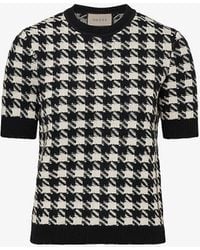 Gucci - Houndstooth Short-sleeved Wool-knit Jumper - Lyst