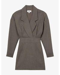 Reiss - Juno Notch-Lapel Woven Mini Dress - Lyst
