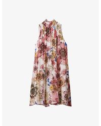 Reiss - Kady Floral-print Sleeveless Woven Mini Dress - Lyst