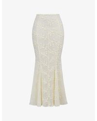 House Of Cb - Veronica Embroidered Godet Cotton Maxi Skirt - Lyst