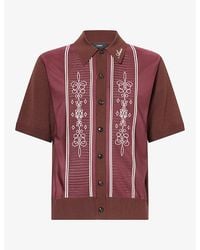 Amiri - Embroidered Panelled Wool-Blend Knit Shirt - Lyst