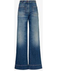 Victoria Beckham - Alina Stretch-denim Wide-leg High-rise Jeans - Lyst