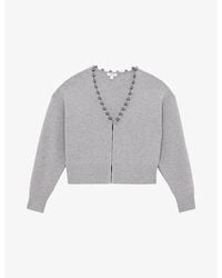 Reiss - Sadie Bead-Embellished Wool And Cashmere-Blend Cardigan - Lyst