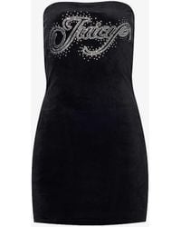 Juicy Couture - Anderson Rhinestone-embellished Velour Mini Dress X - Lyst