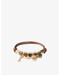 Prada - Brand-Charm Leather And Metal Bracelet - Lyst