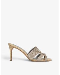 Gina - Opera Crystal-embellished Leather Heeled Sandals - Lyst