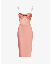 House Of Cb - Myrna Corset Satin Midi Dress - Lyst