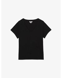 Reiss - Luna V-Neck Cotton-Jersey T-Shirt - Lyst