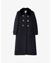 Sandro - Velvet-Collar Regular-Fit Wool-Blend Coat - Lyst