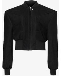 Rick Owens - Cropped Stand-collar Leather Bomber Jacket - Lyst