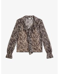 Ted Baker - Bertei Ruffle Recycled-polyester Blouse - Lyst