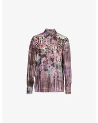 Alberta Ferretti - Floral-pattern Spread-collar Silk Shirt - Lyst
