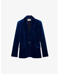 Zadig & Voltaire - Vavy Padded-Shoulder Cotton-Velvet Blazer - Lyst