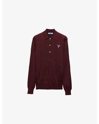 Prada - Logo-embroidered Relaxed-fit Silk Polo Shirt - Lyst