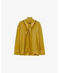 JOSEPH - Adele Tie-Neck Satin Blouse - Lyst