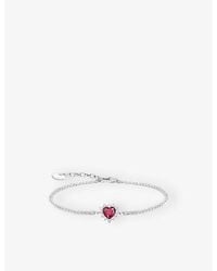 Thomas Sabo - True Romance Heart Sterling- Lab-Grown Ruby And Cubic Zirconia Bracelet - Lyst