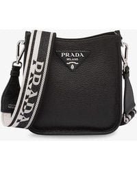 Prada - Brand-plaque Mini Grained-leather Shoulder Bag - Lyst