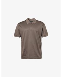 Giorgio Armani - Brand-Embroidery Short-Sleeves Regula-Fit Silk, Linen And Cotton-Blend Polo Shirt - Lyst