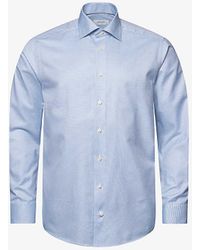 Eton - Houndstooth-patterned Slim-fit Cotton-blend Shirt - Lyst