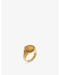 Missoma - Harris Reed X Recycled 18ct Yellow -plated Brass And Black Cubic Zirconia Signet Ring - Lyst