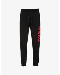 HUGO - Logo-Print Regular-Fit Cotton-Jersey Jogging Bottoms - Lyst