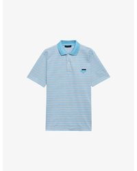 Prada - Striped Logo-Embroidered Cotton Polo Shirt - Lyst