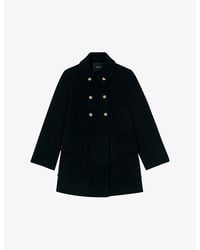 Maje - High-Collar Double-Breasted Wool-Blend Coat - Lyst
