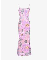House Of Cb - Antonina Corset Lace Maxi Dress - Lyst