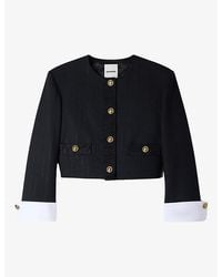 Sandro - Cropped Stripe Wool Jacket - Lyst