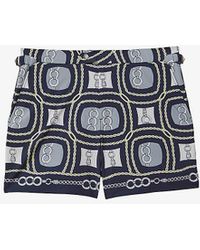 Reiss - Vypalm Chain-print Adjustable-side Stretch Recycled-polyester Swim Shorts - Lyst